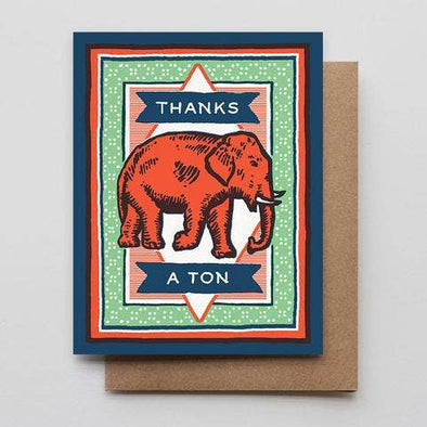Thanks A Ton Elephant Greeting Card