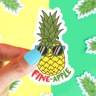 Fine-Apple Pineapple Fruit Pun Funny Tropical Vinyl Sticker