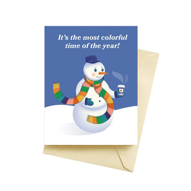 Rainbow Snowman Holiday Card