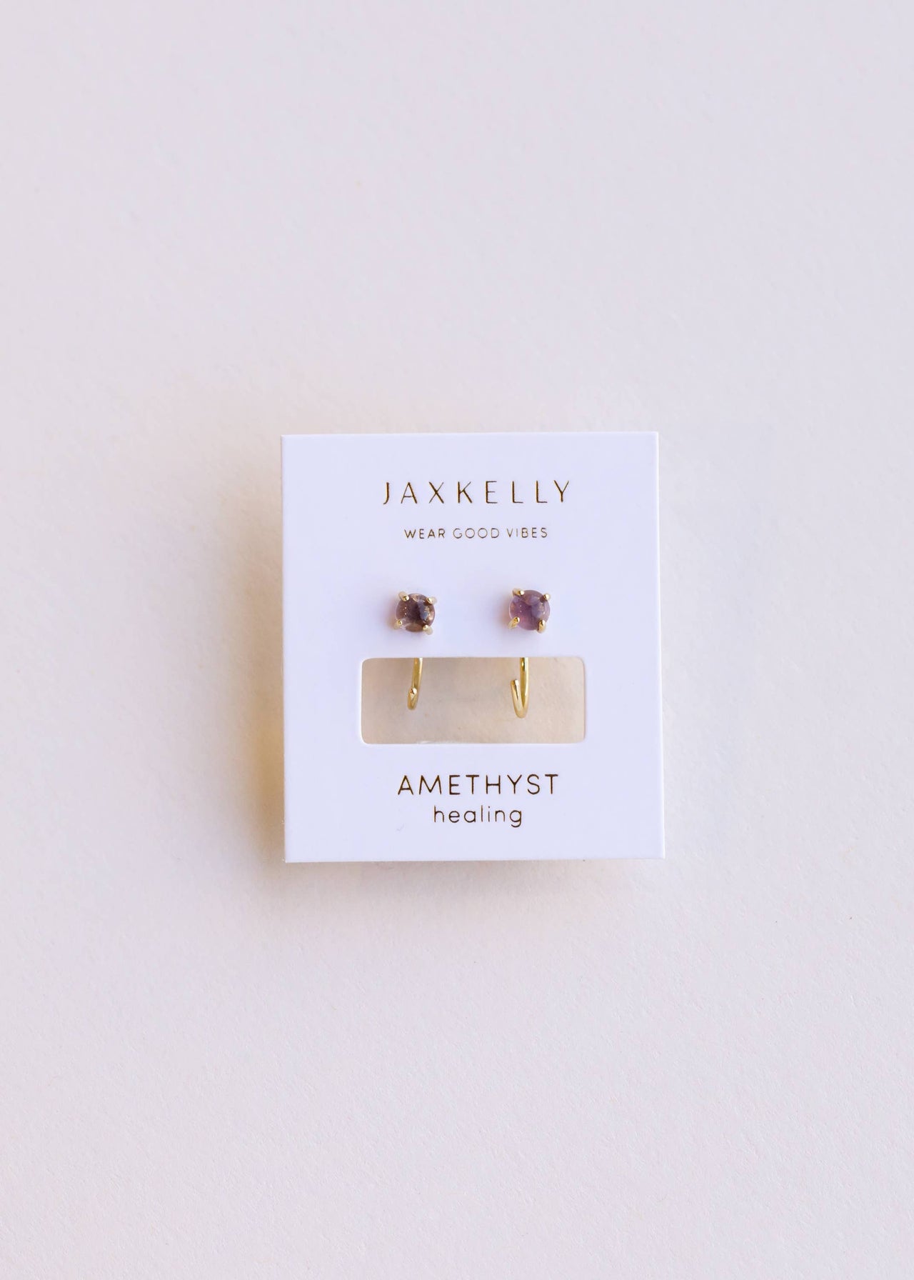 Huggies - Amethyst - Gold Earrings