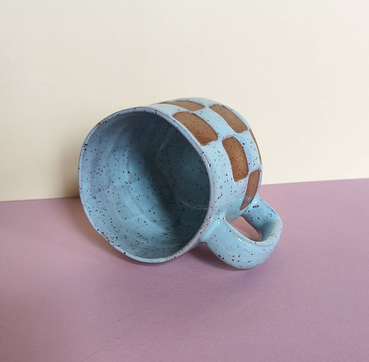 Checkerboard Mug in Light Blue: 8oz