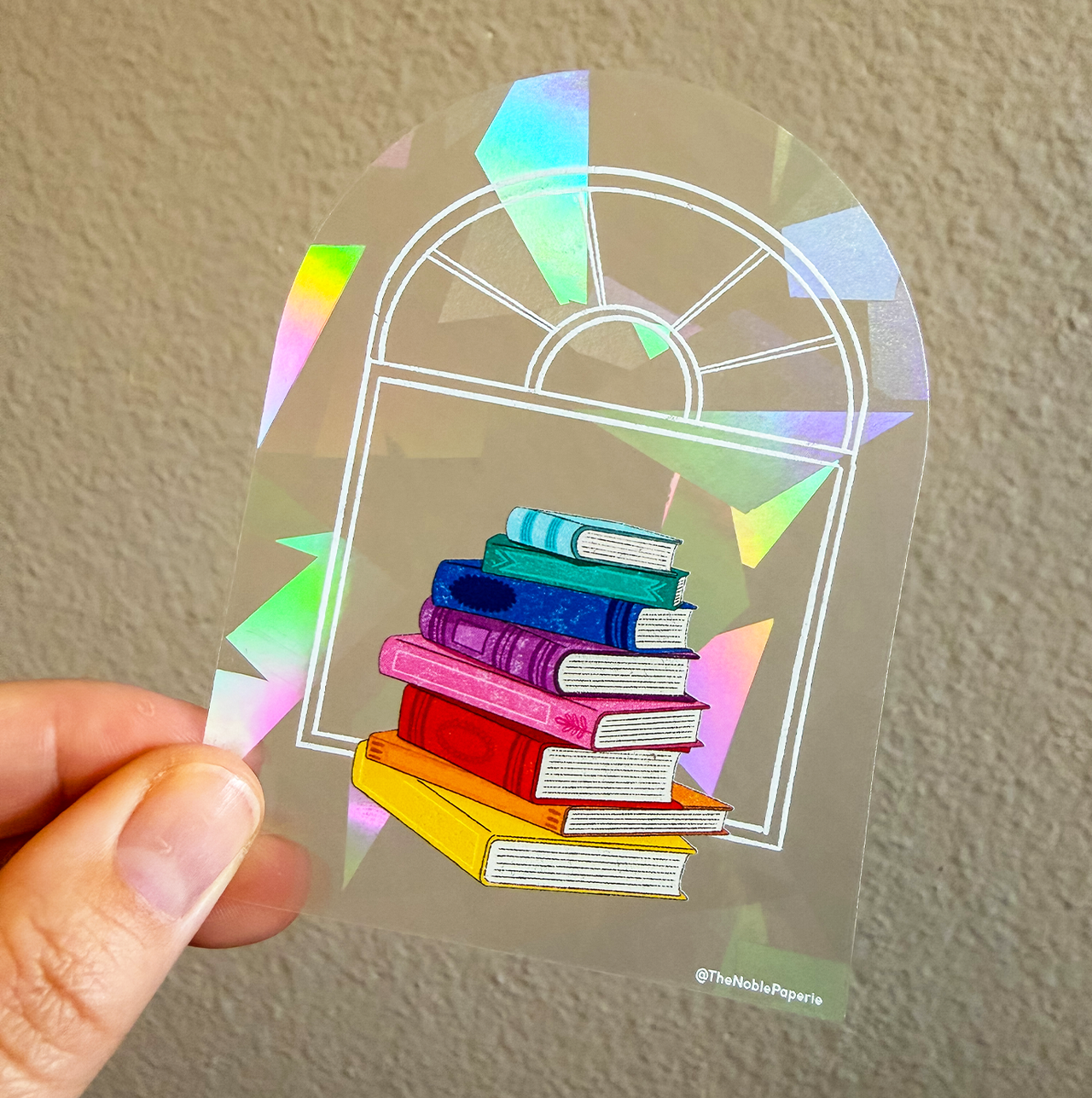 Rainbow Book Stack Window |  Suncatcher Rainbow Window Decal
