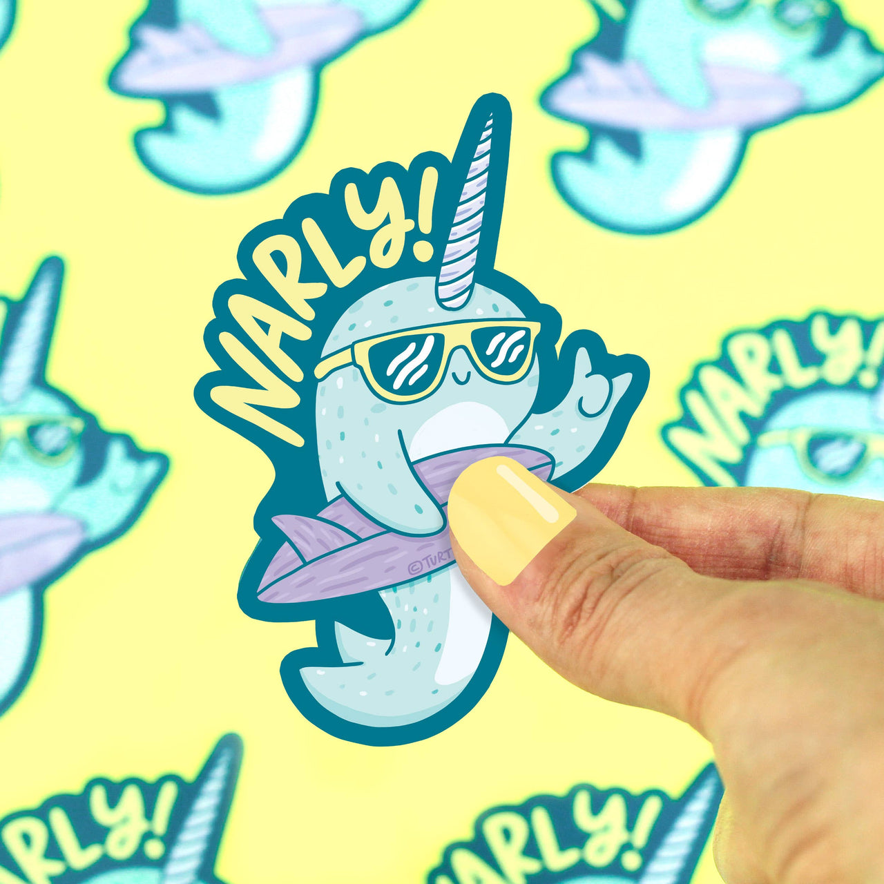 Surfing Narwhal Beach Animals Cute Narly Vinyl Sticker