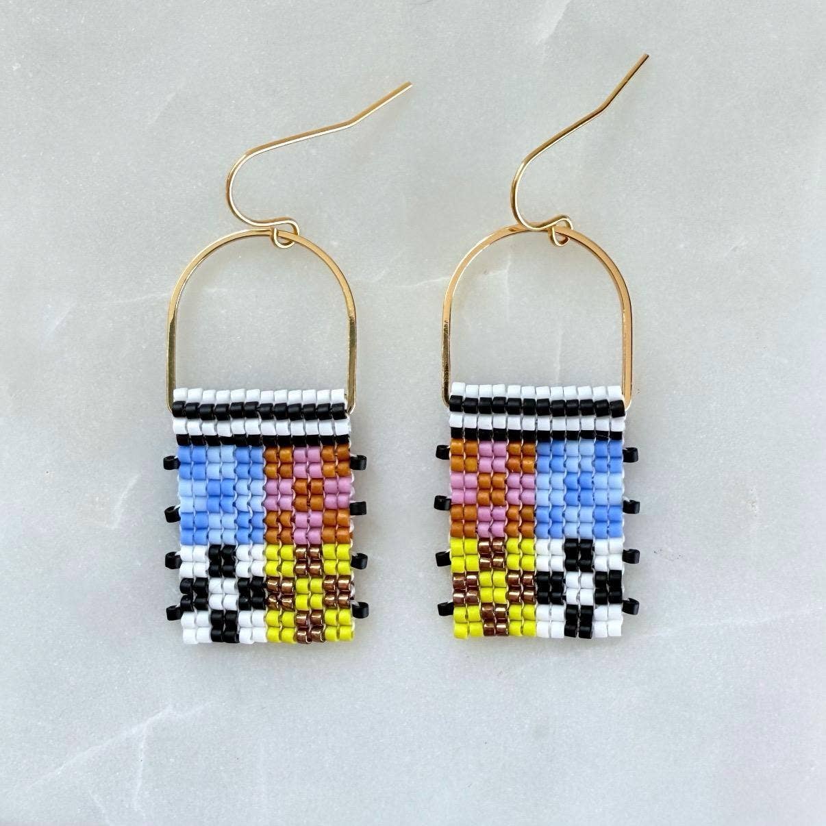Patchwork Earrings: Blue/Pink