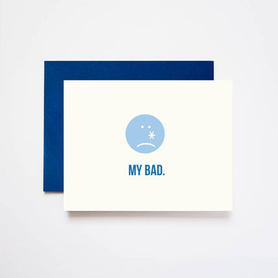 My Bad Emoticon I'm Sorry Greeting Card - 4.25" x 5.5" (A2)