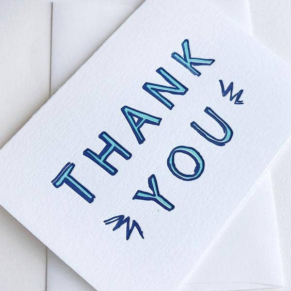 Baby Blue Thanks - Letterpress Thank You Greeting Card: Single card