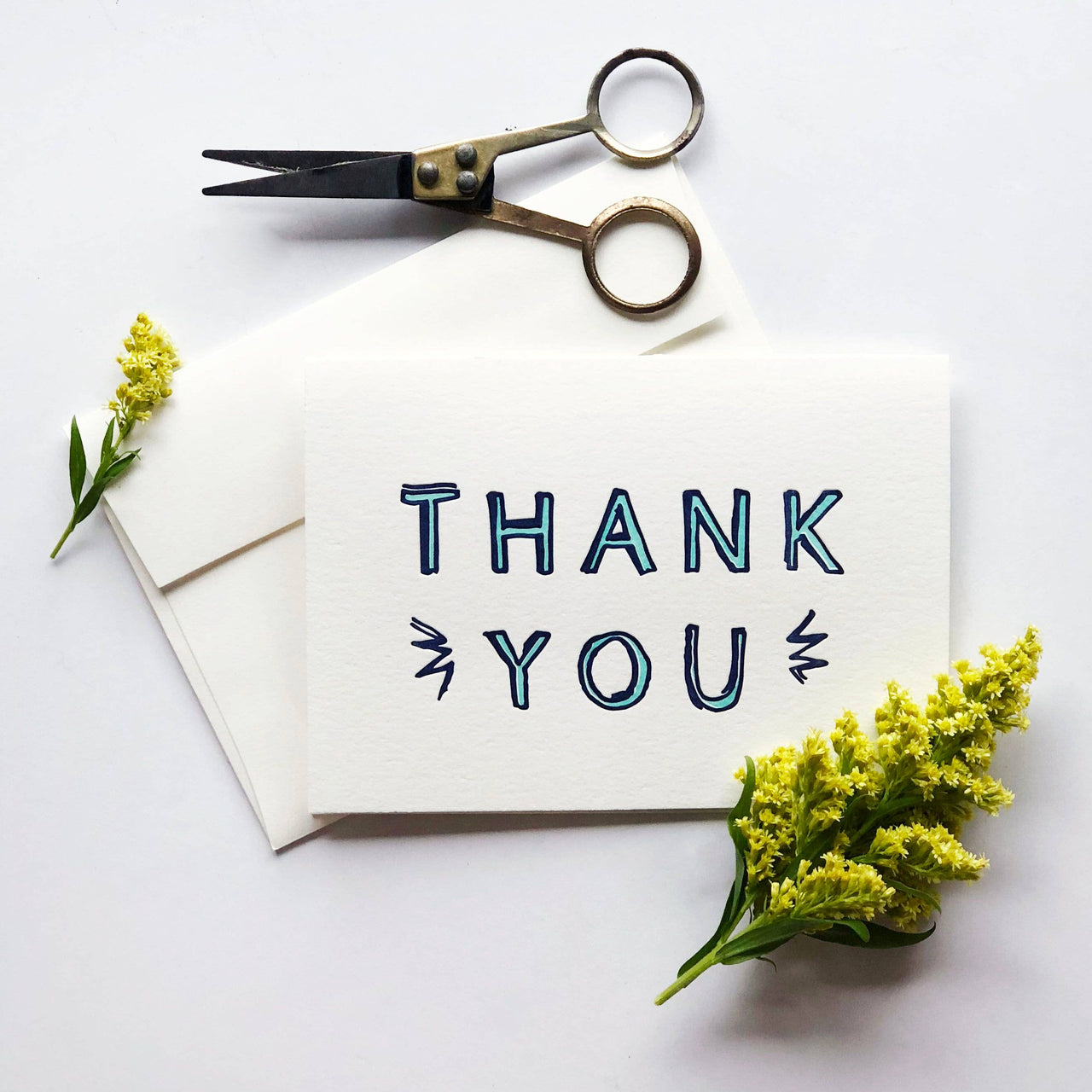 Baby Blue Thanks - Letterpress Thank You Greeting Card: Single card