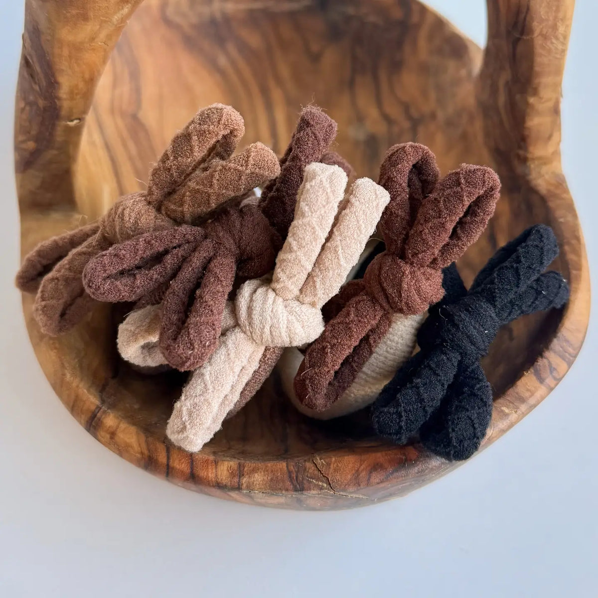 Neutral Seamless Bow Hair Ties (Set of 5)