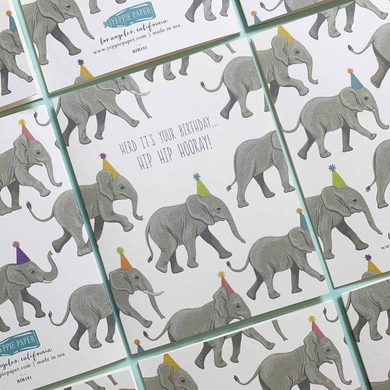 Herd of Elephants Birthday Card