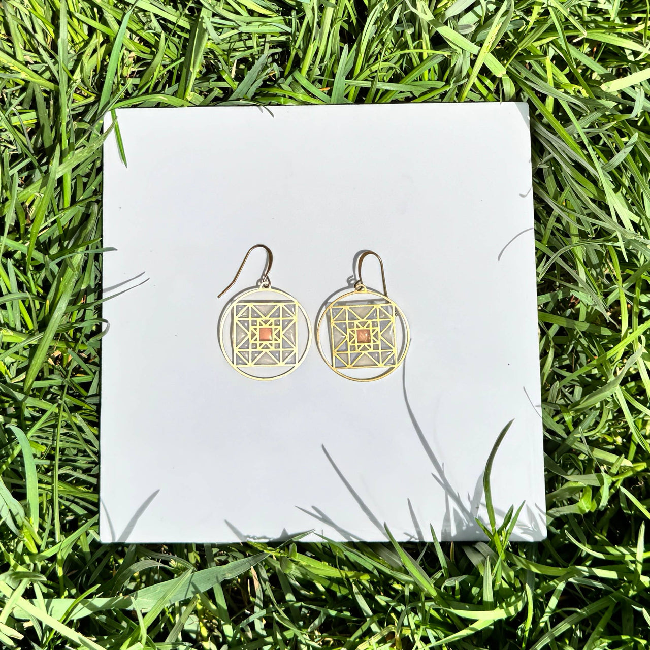 Eight Hands Quilt // stained glass resin earrings