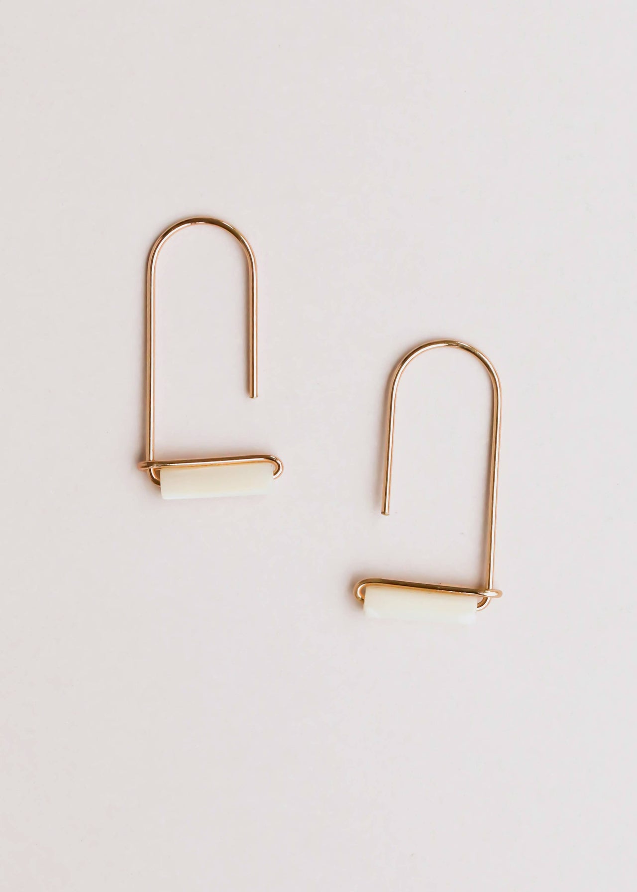 Mother of Pearl Drop Gold Earrings