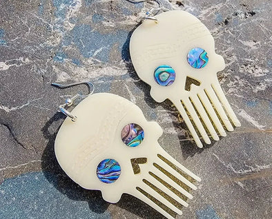 Skull Comb Earrings - Ivory