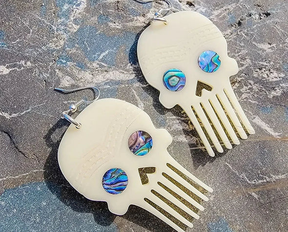 Skull Comb Earrings - Ivory
