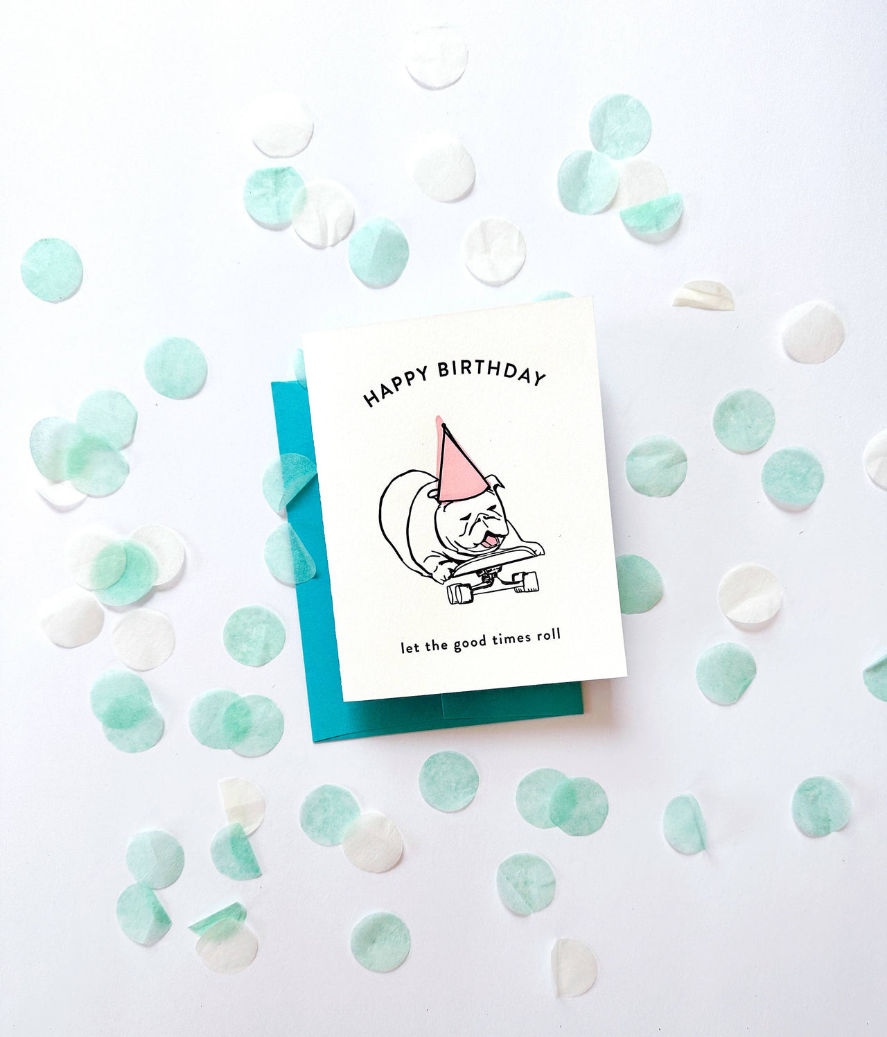 Roller Dog Birthday - Letterpress Birthday Greeting Card