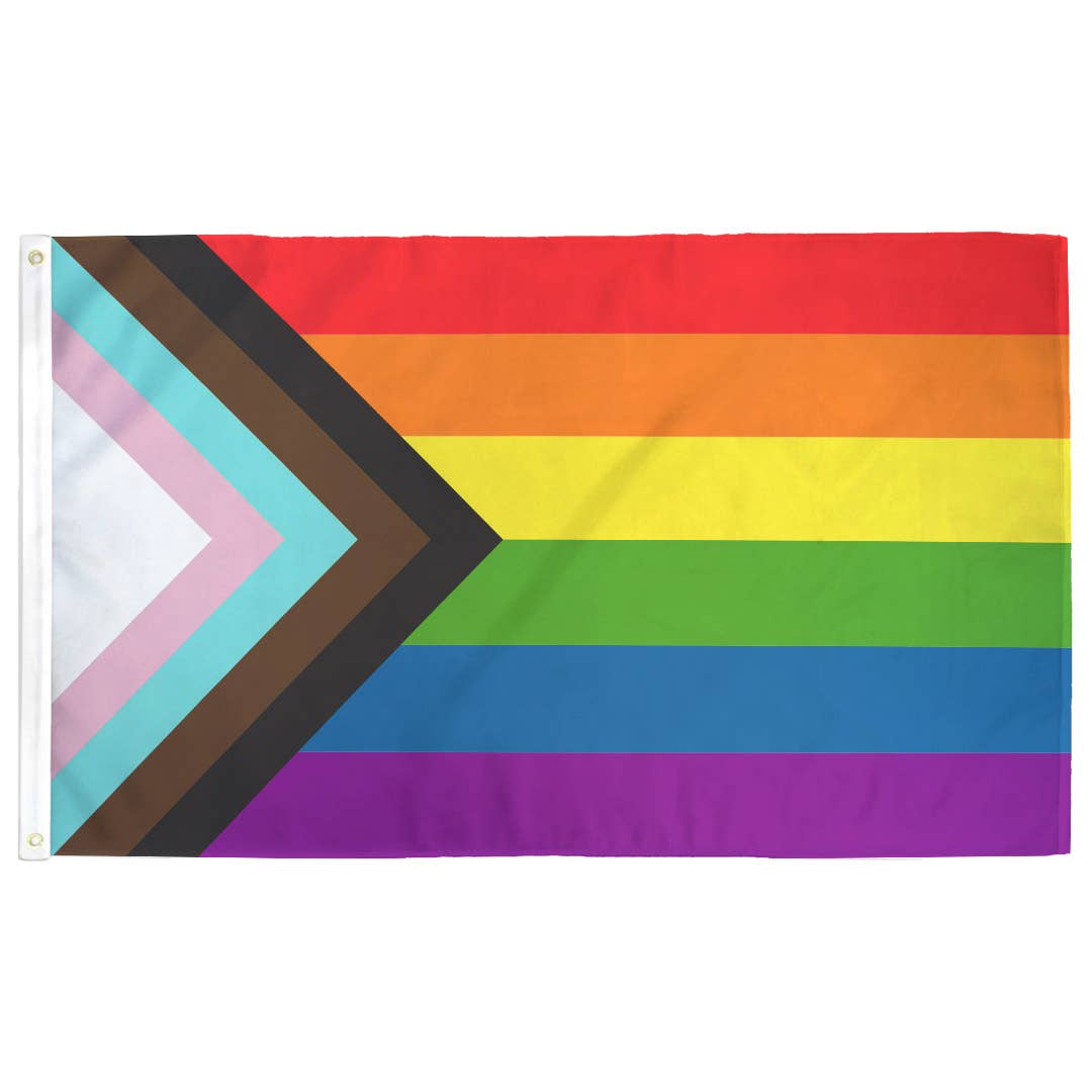 Progress LGBTQ+ Pride Flag: Single-Sided with Grommets
