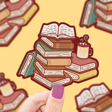 Cozy Book Stack Bookish Sticker