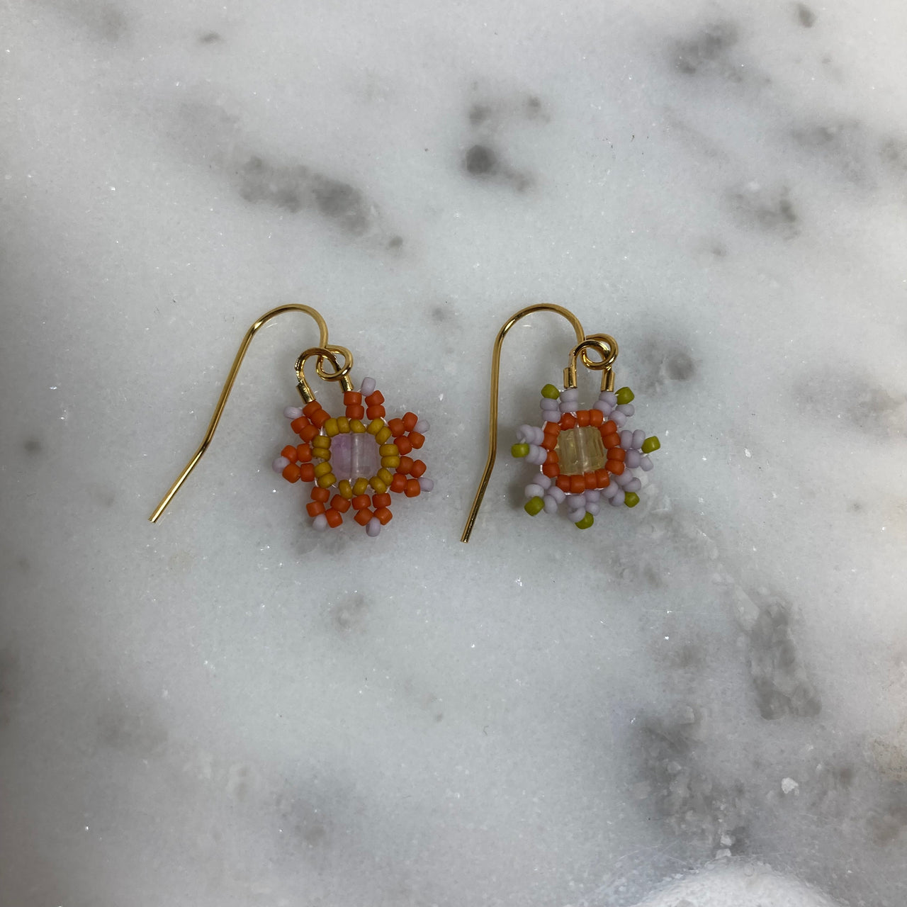 Daisy Minis Mismatched Pairs (Orange/Lilac) Gold