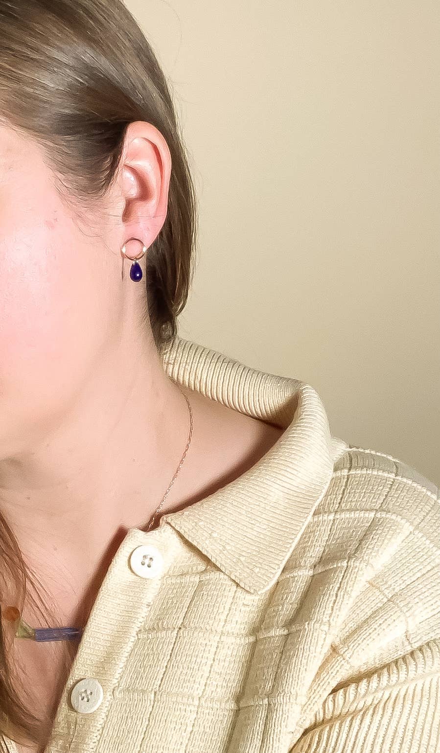 Cobalt Glass Teardrop Studs- Gold Fill
