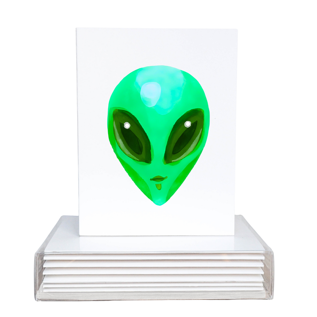 Neon Rainbow Colors Alien Halloween Note Cards (Set of 6)
