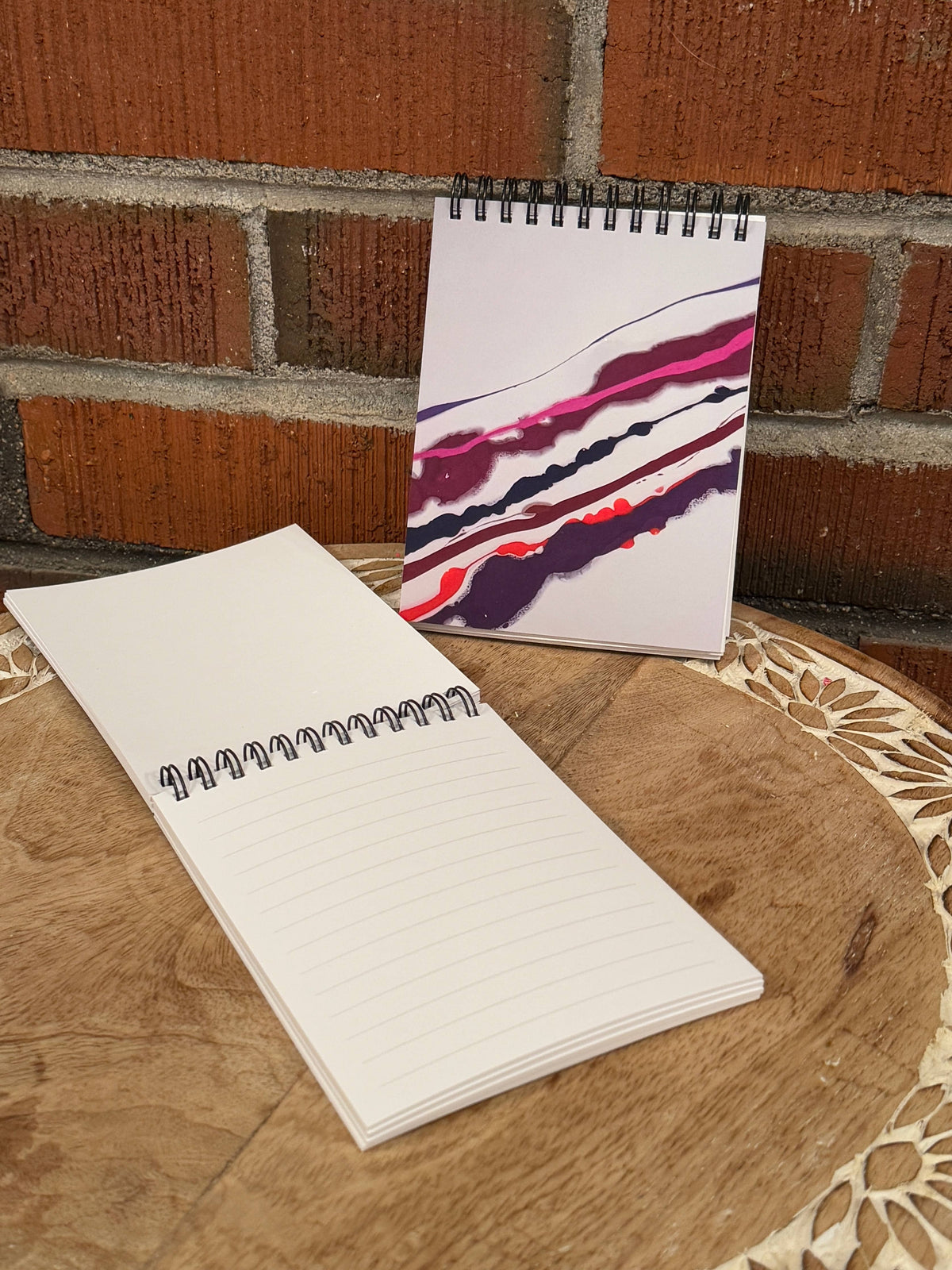 Pink and White Spiral Notepad with Soft Touch Cover  : Alt Lined/Blank