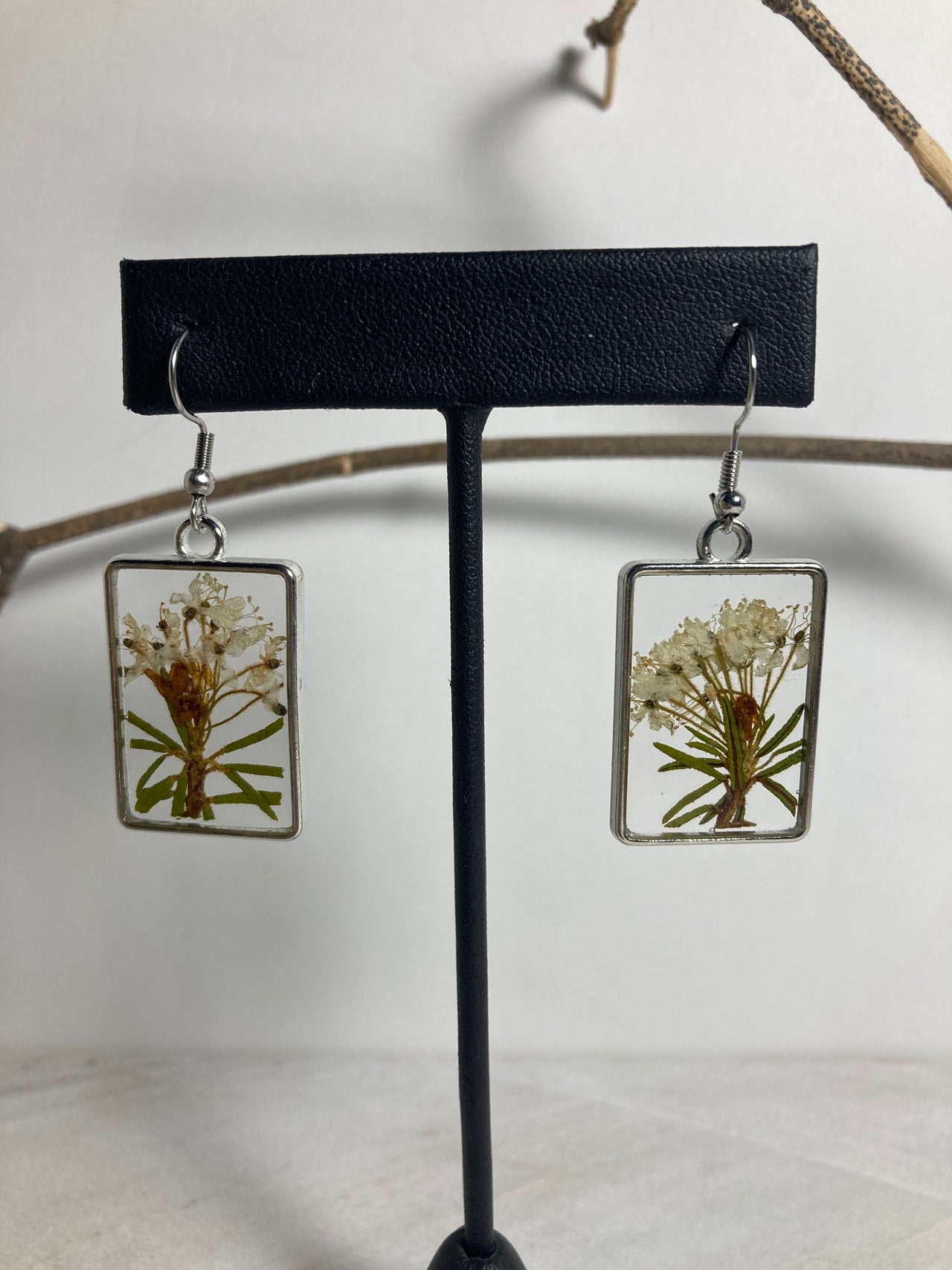 Labrador Tea Rectangle Earrings