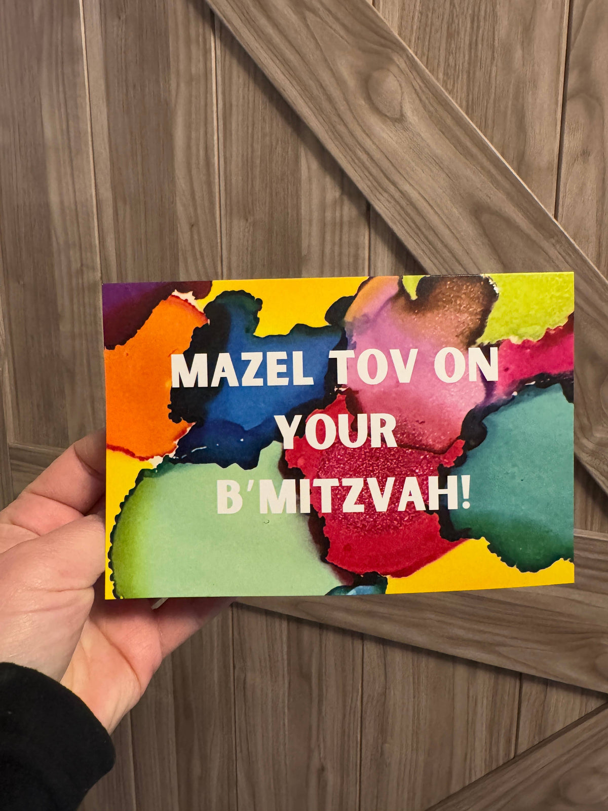 Mazel Tov Card on B'Mitzvah 6"x4" - 100% PCW - Rainbow