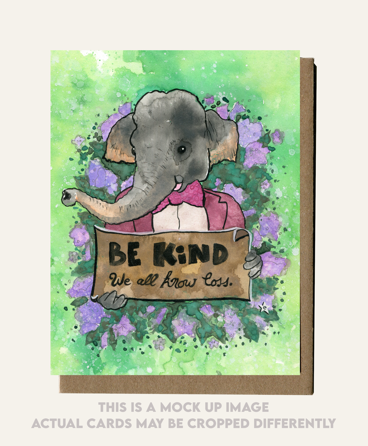 Sumatran Elephant "Be Kind" Card - Endangered Animal Series