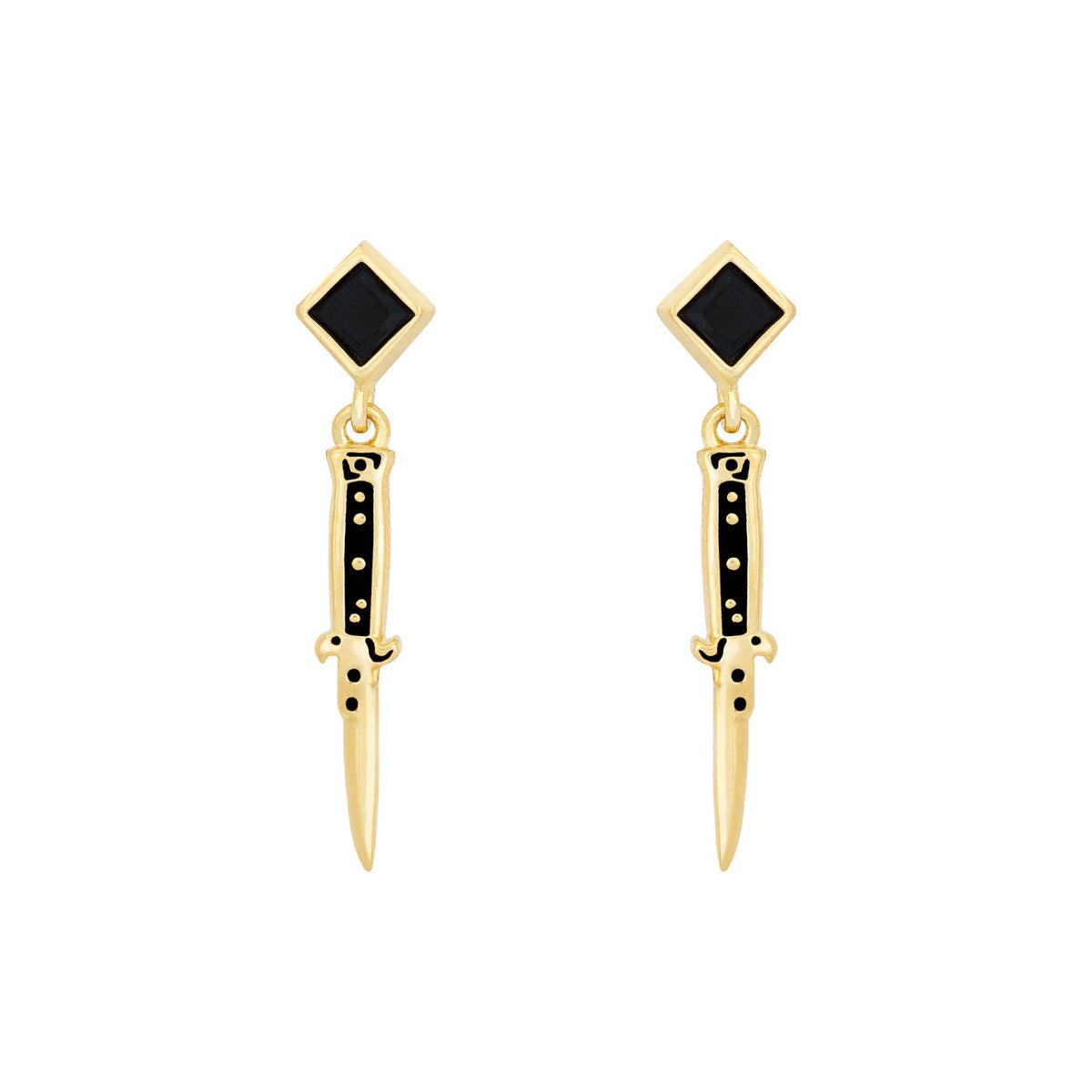 Switchblade Earrings: Rhodium Plated