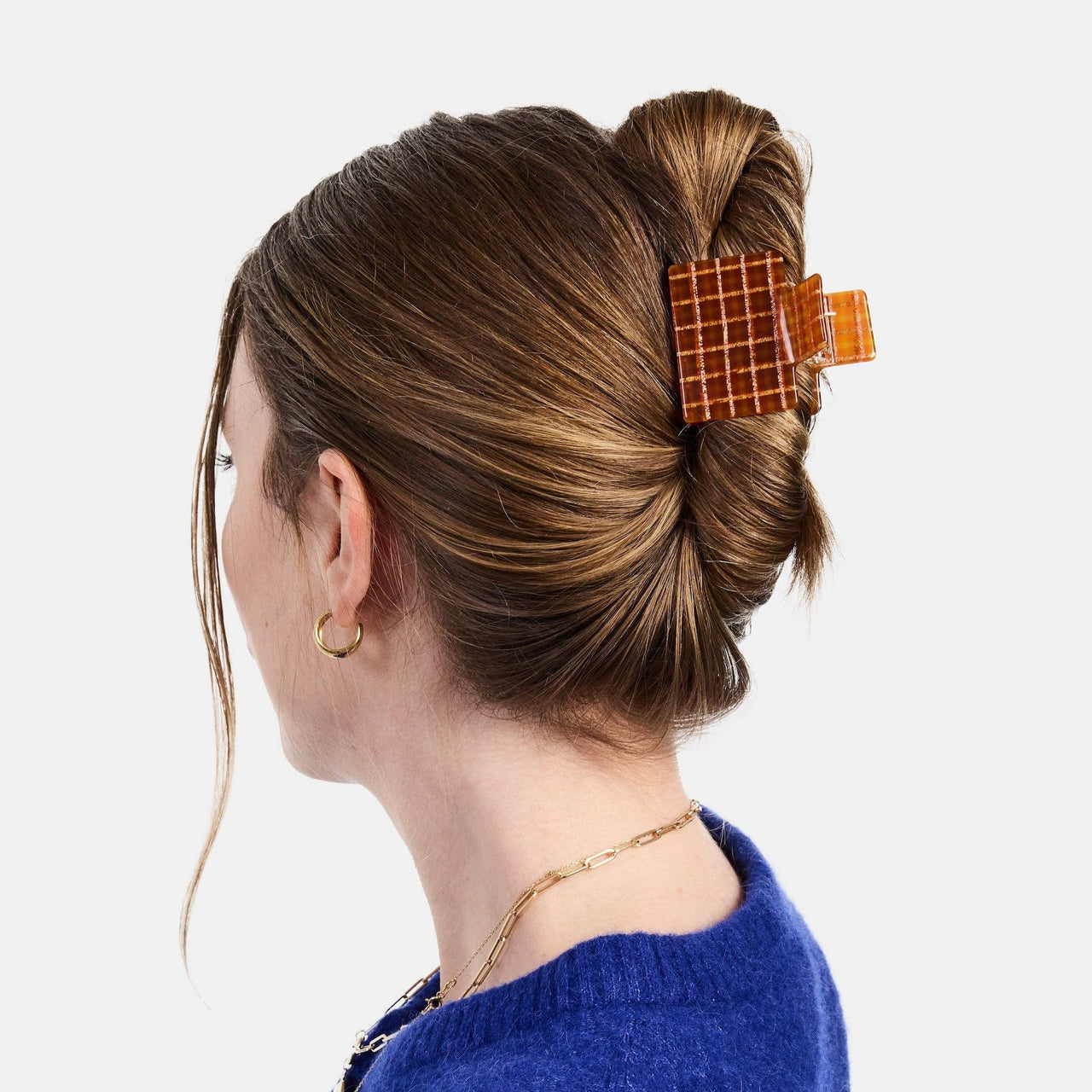Midi Box Claw in Caramel Plaid