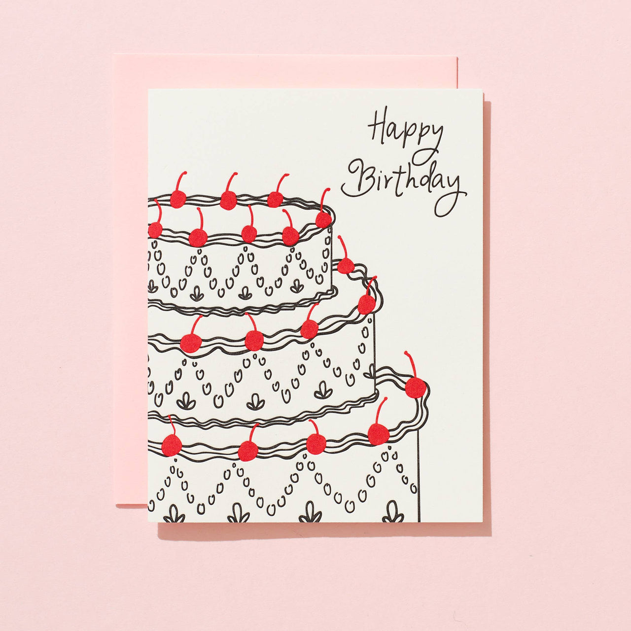 Fancy Cake Birthday - Letterpress Greeting Card