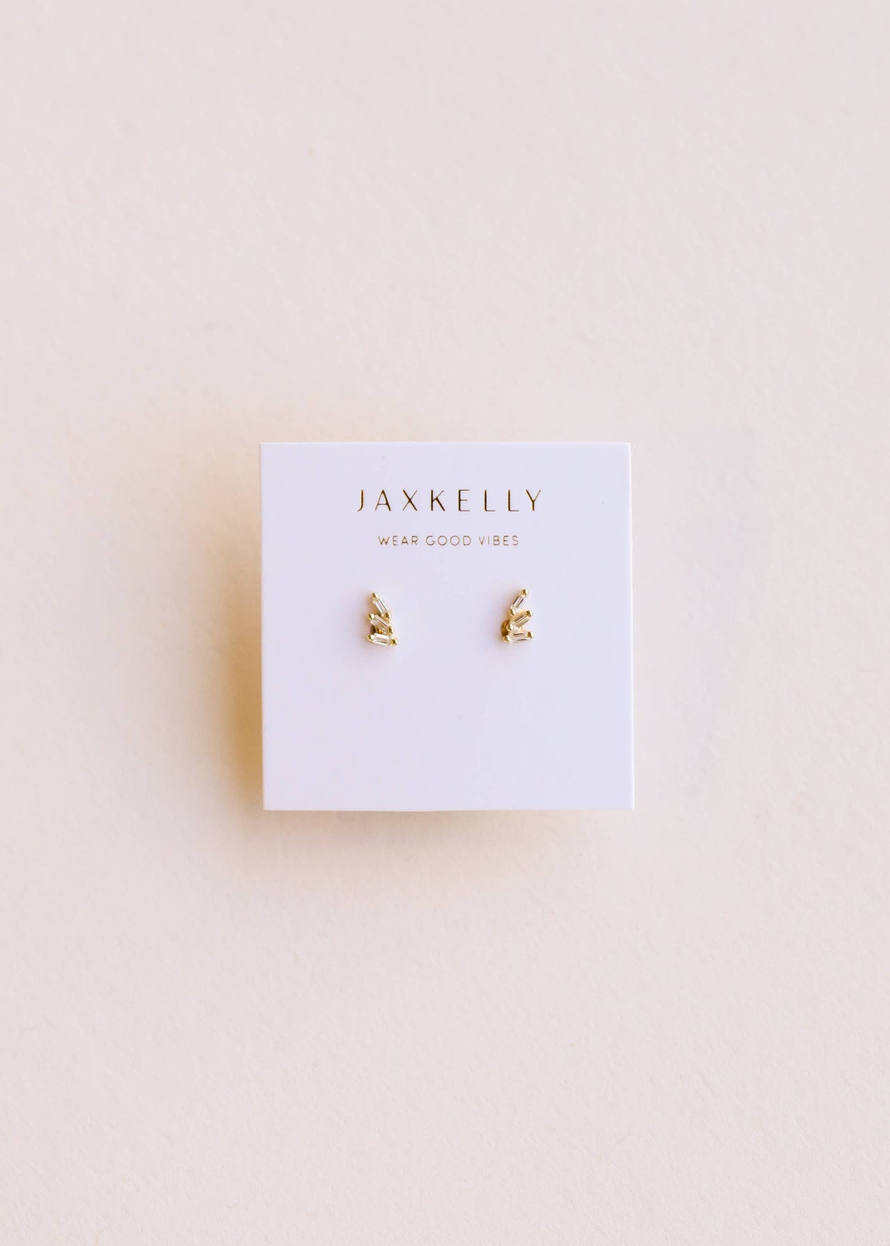 Offset Trio - White CZ - Gold Earrings