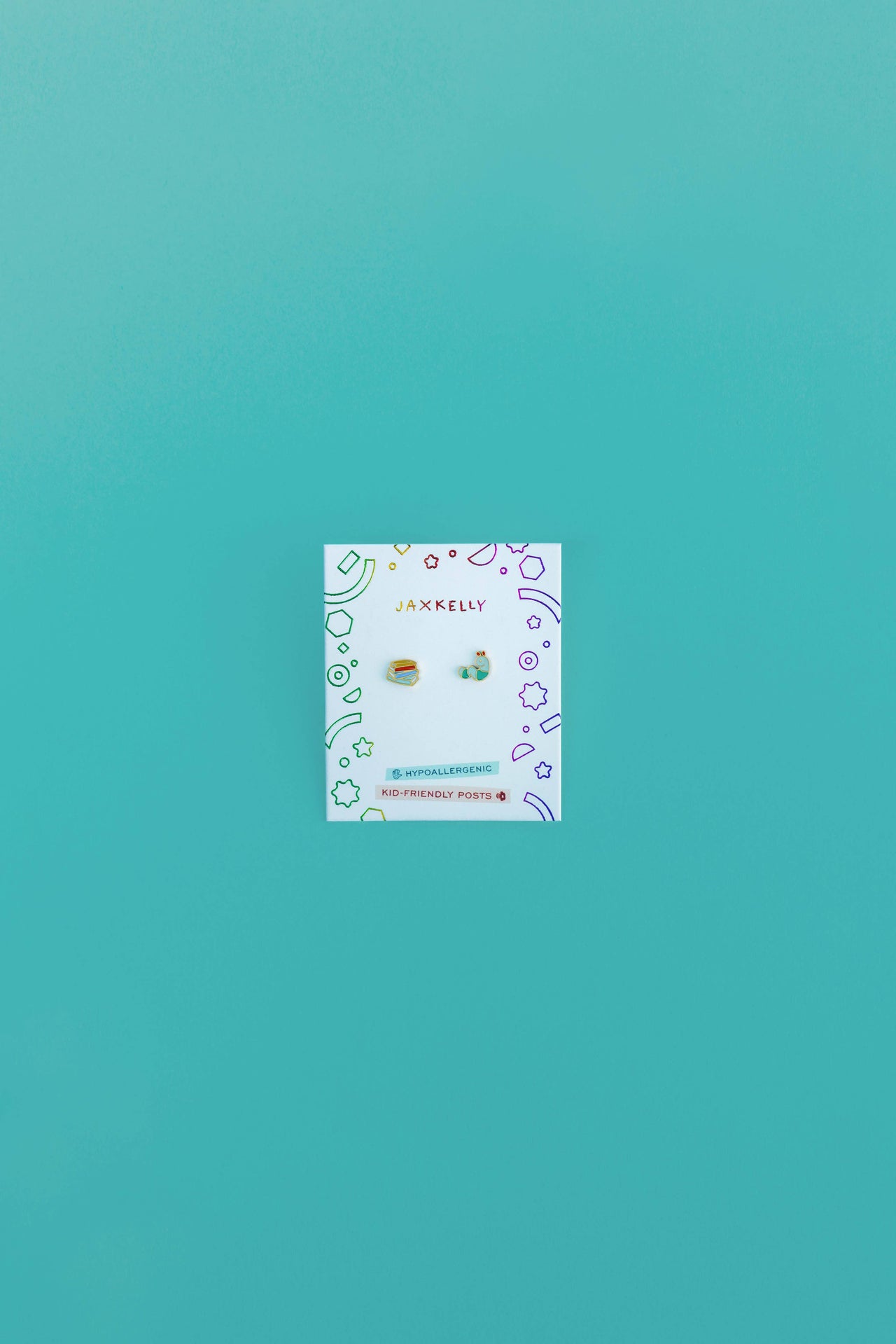 Bookworm Enamel Flat Back Kids Earrings