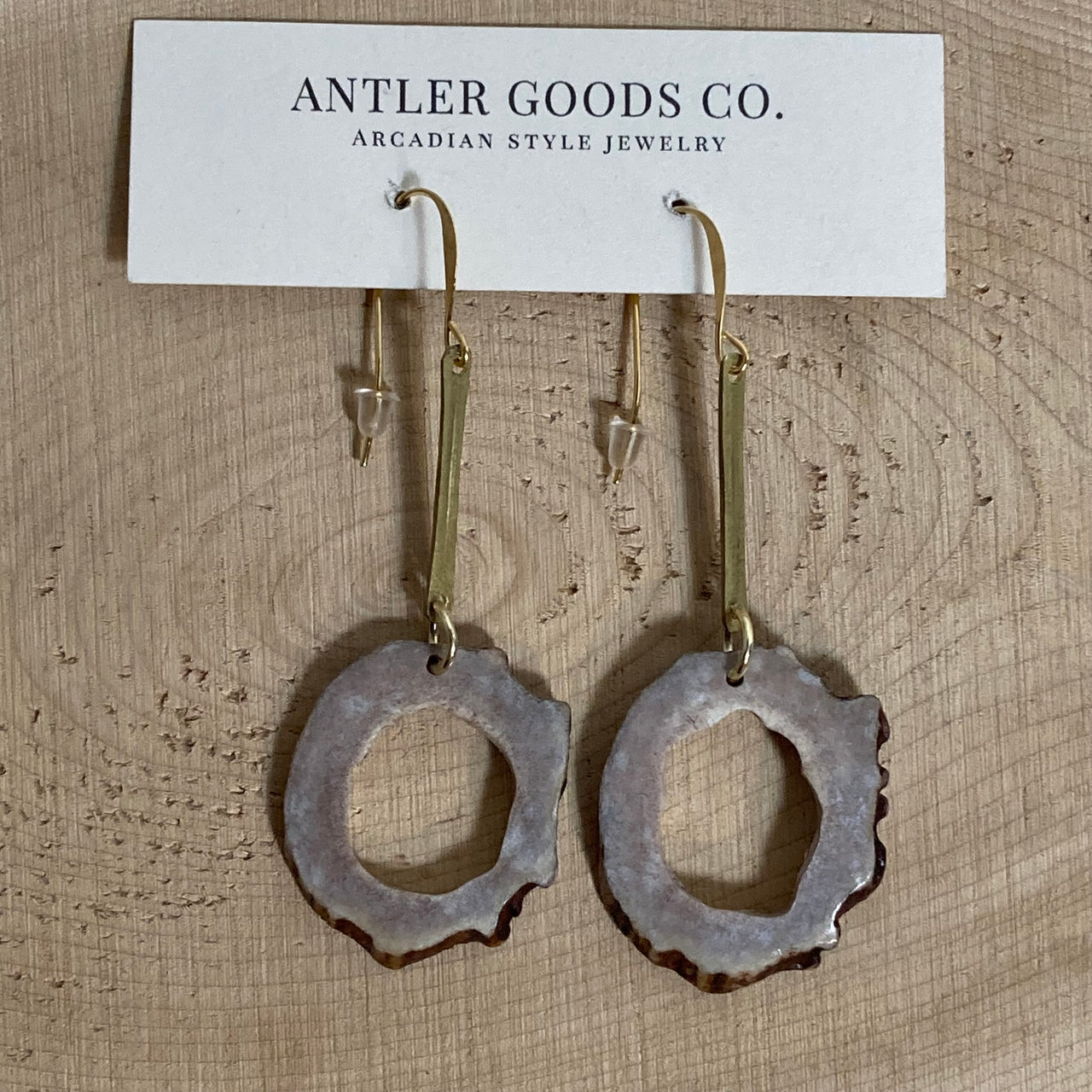 Hollow Antler & Brass Earrings
