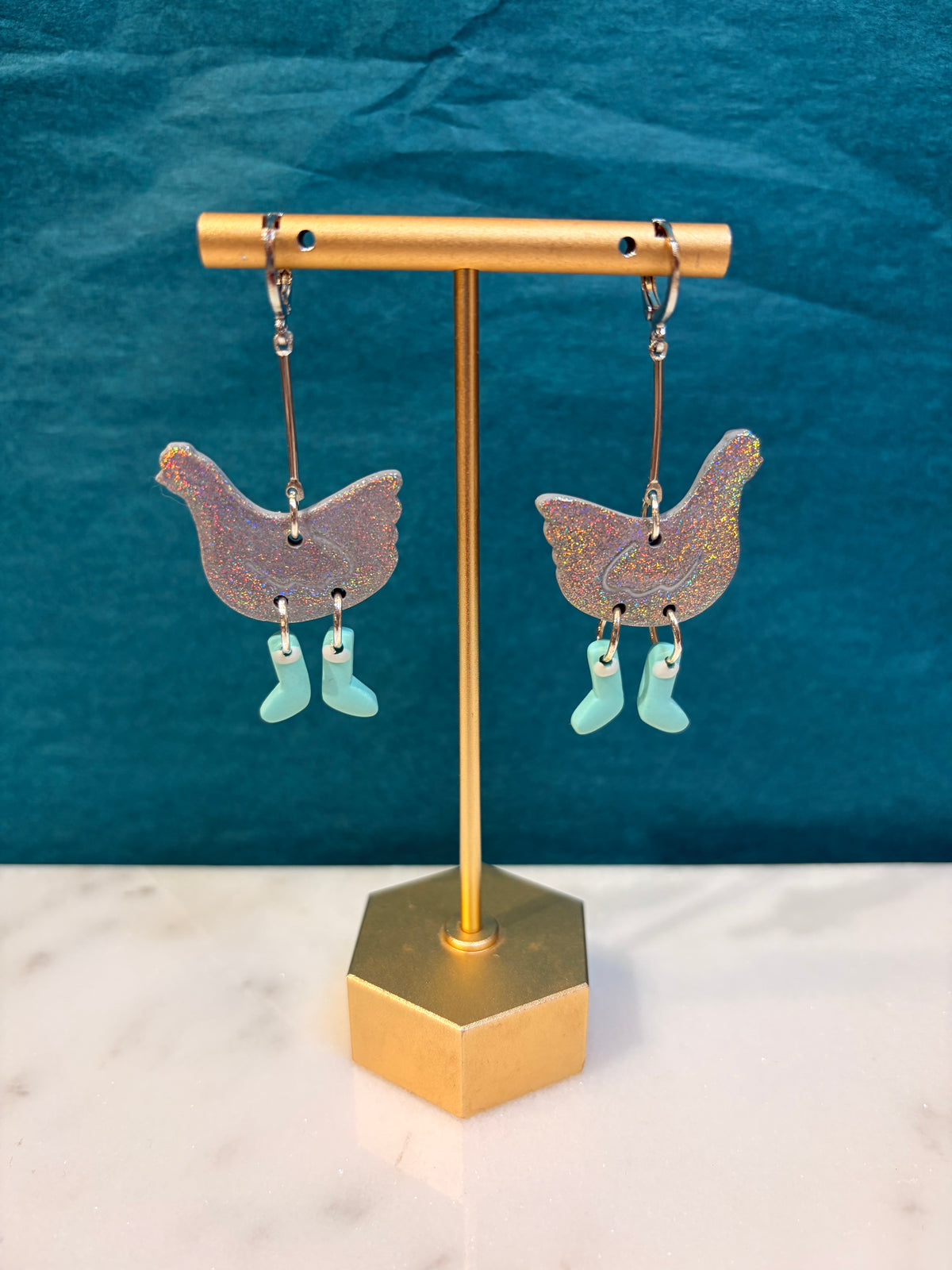 Disco Chicken Earrings