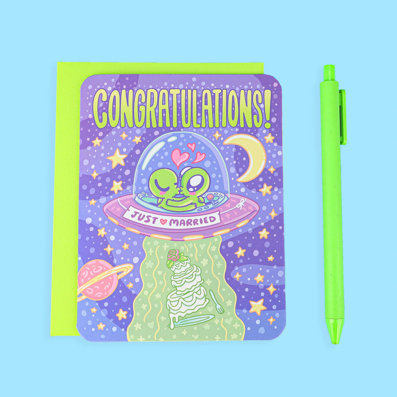 Congrats Married Aliens | Wedding | Card with Envelope