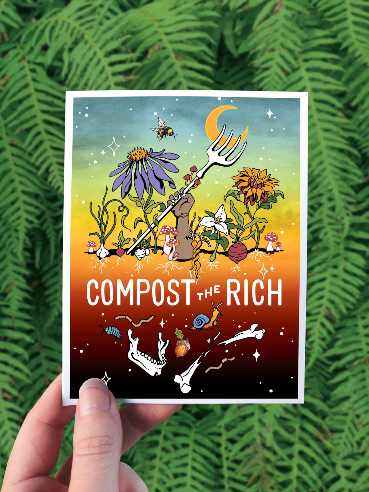 Compost the Rich - Greeting Card - Garden Mushroom Protest
