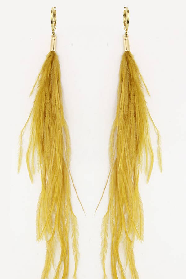 Ostrich Feather Earring Lemon