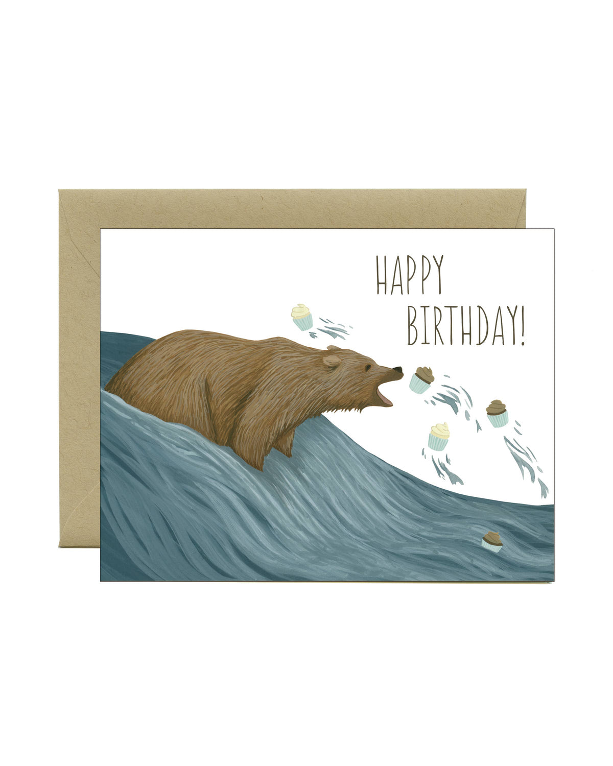 Grizzly Bear Cupcakes Birthday Card