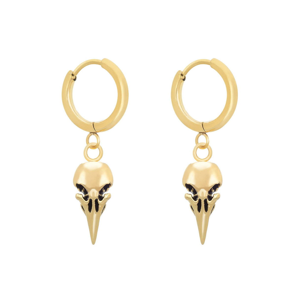 Bird Skull Earrings: 18K Gold Plated