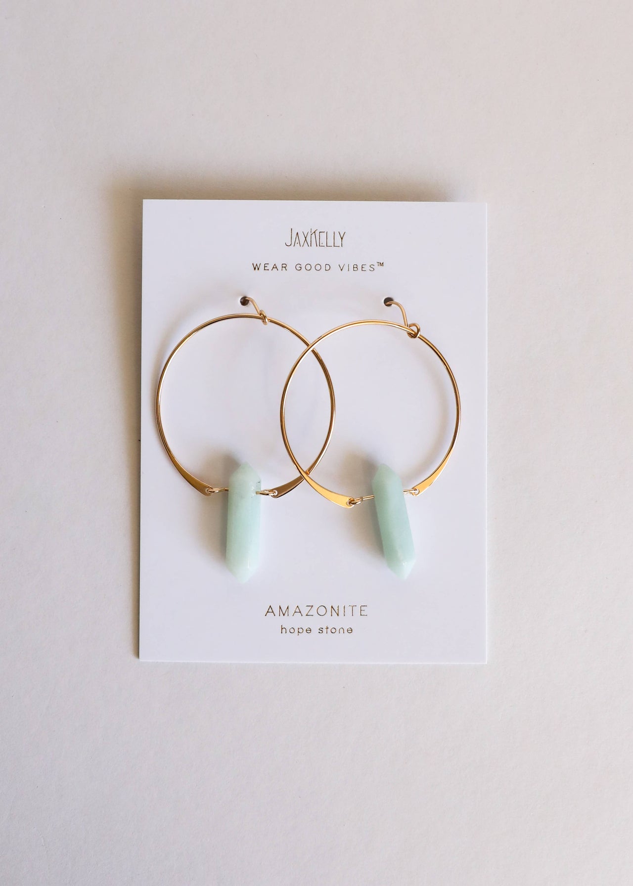 Amazonite Gold Hoops Earrings