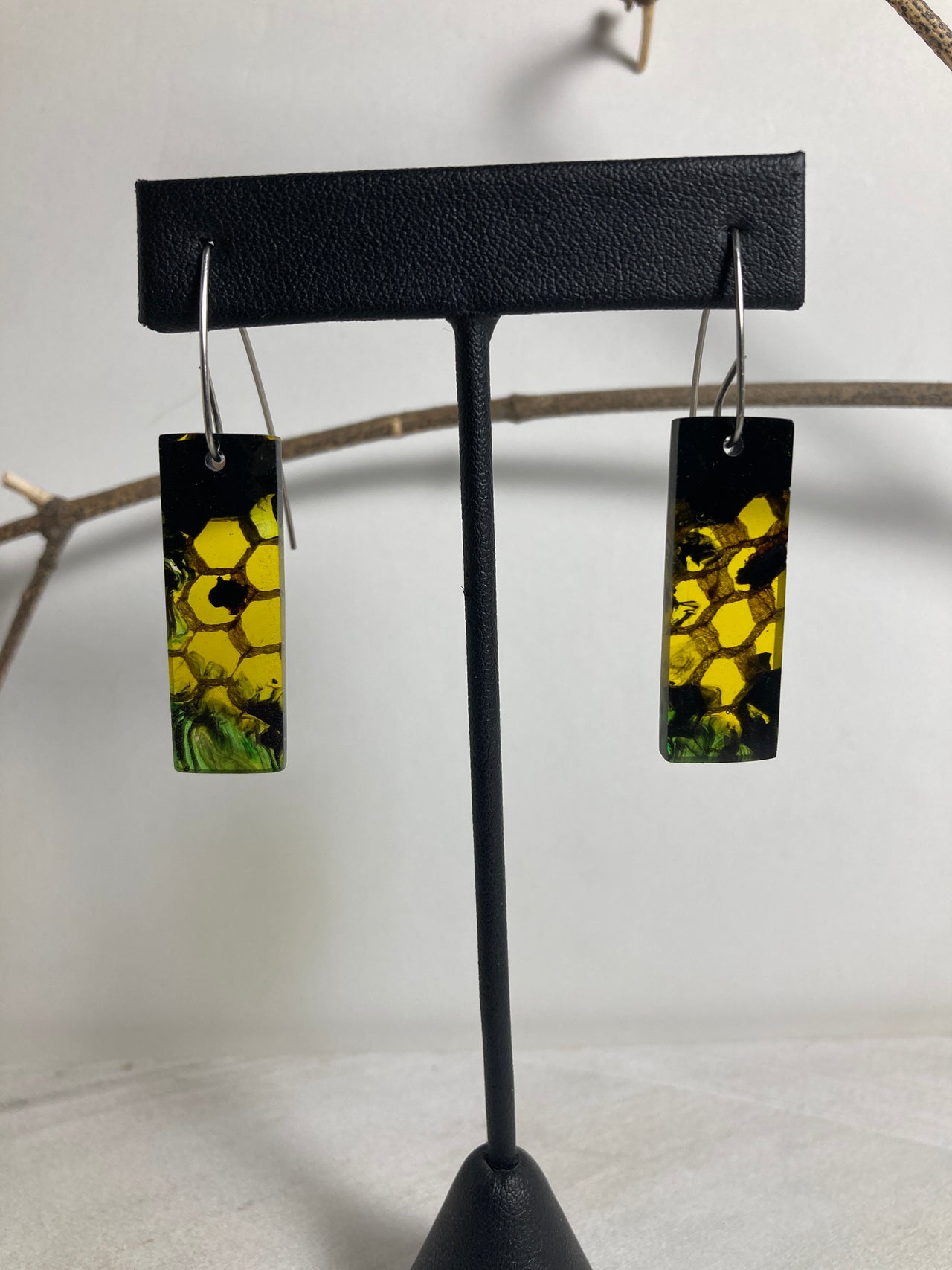 Paper Wasp Comb Resin Cast Earrings 1
