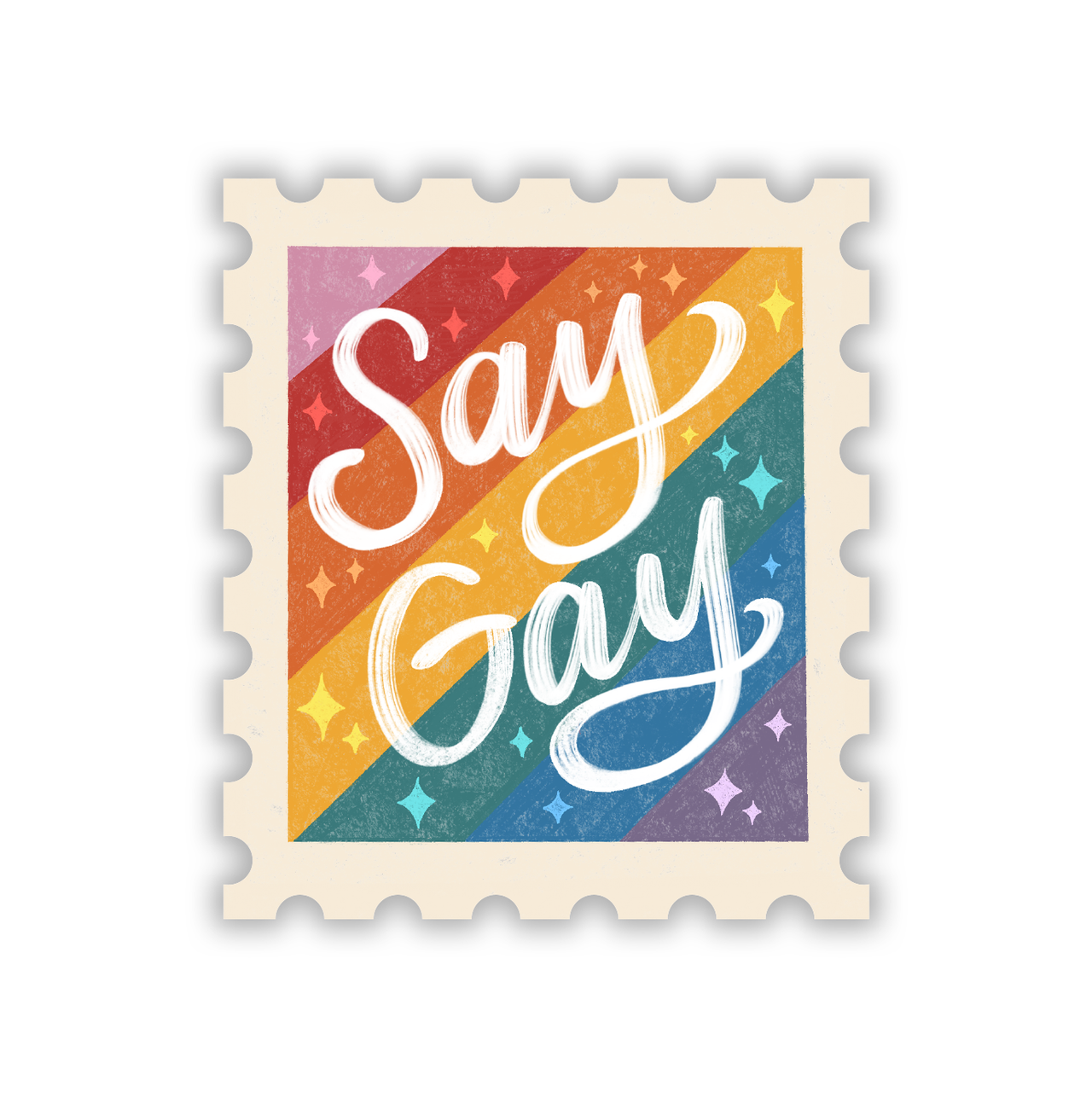 Say Gay | LGBTQIA Pride USPS Mail Postage Stamp Sticker