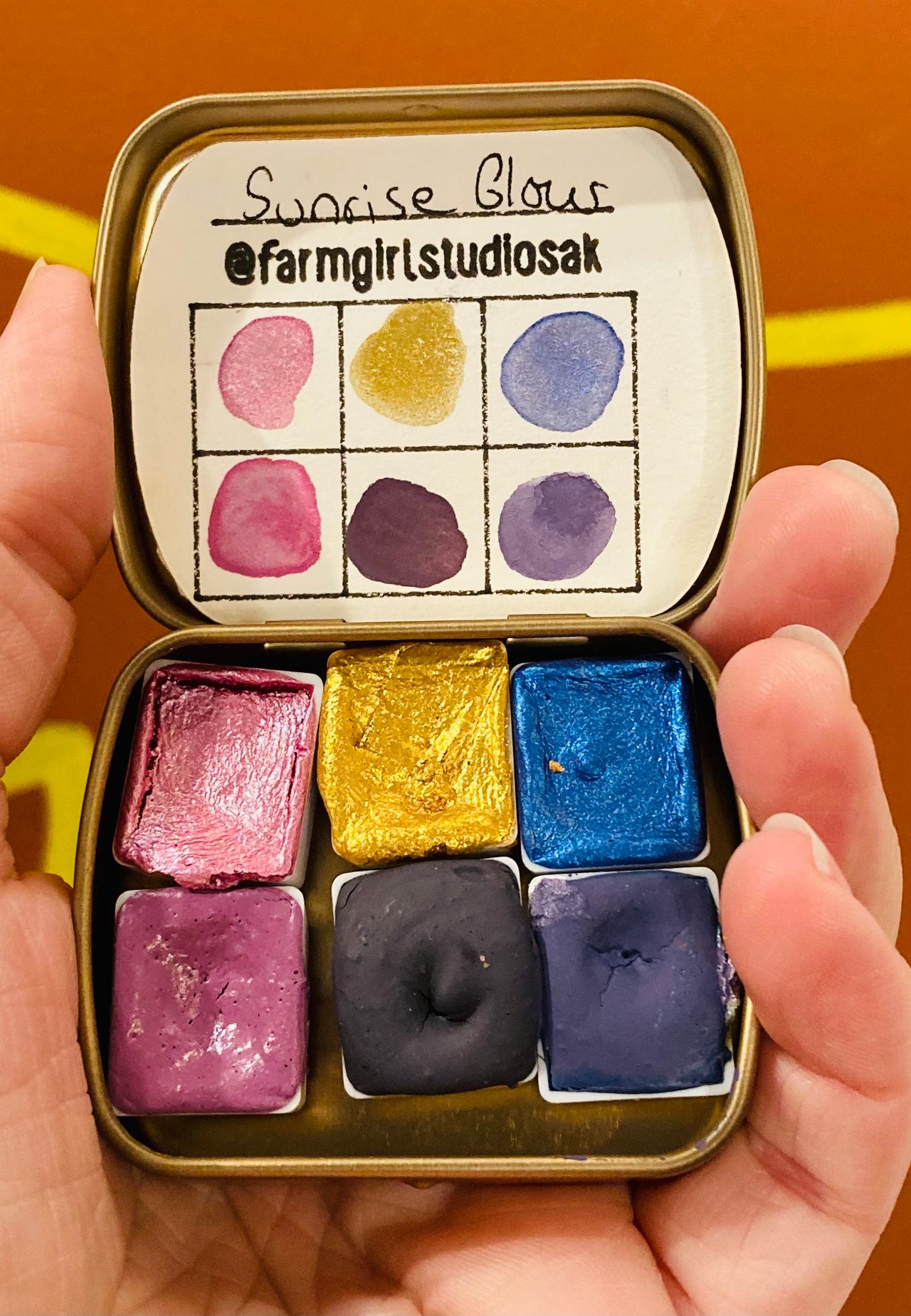 Handmade Watercolor Mini Tin - Metallic Hybrid