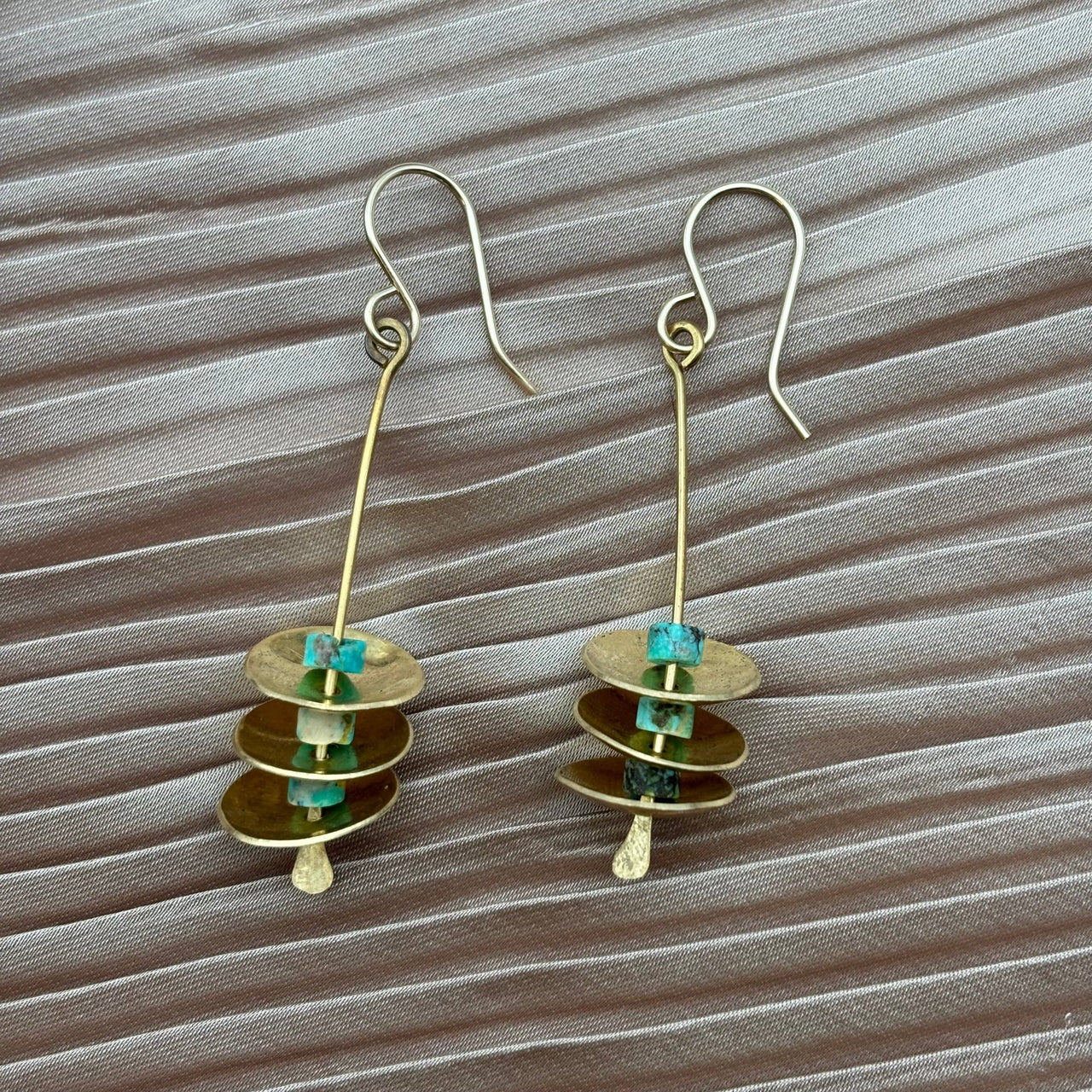 Remains Earrings: Silver Finish w/ Turquoise Stone