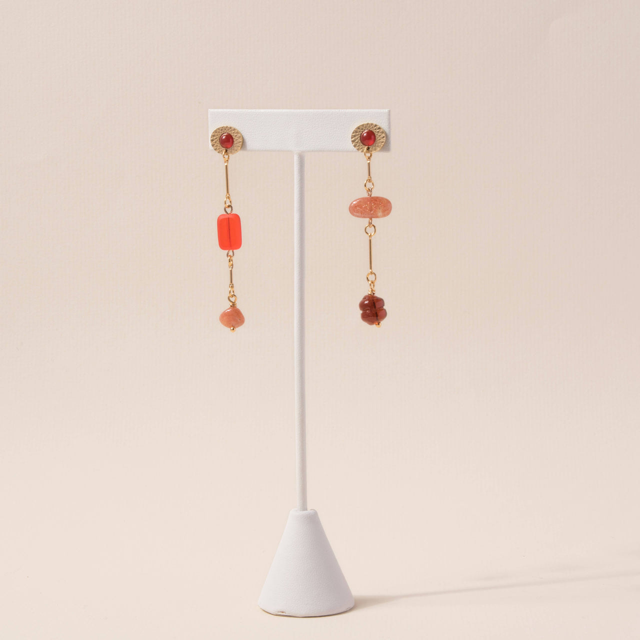 Carnelian Mismatched Composition Earrings
