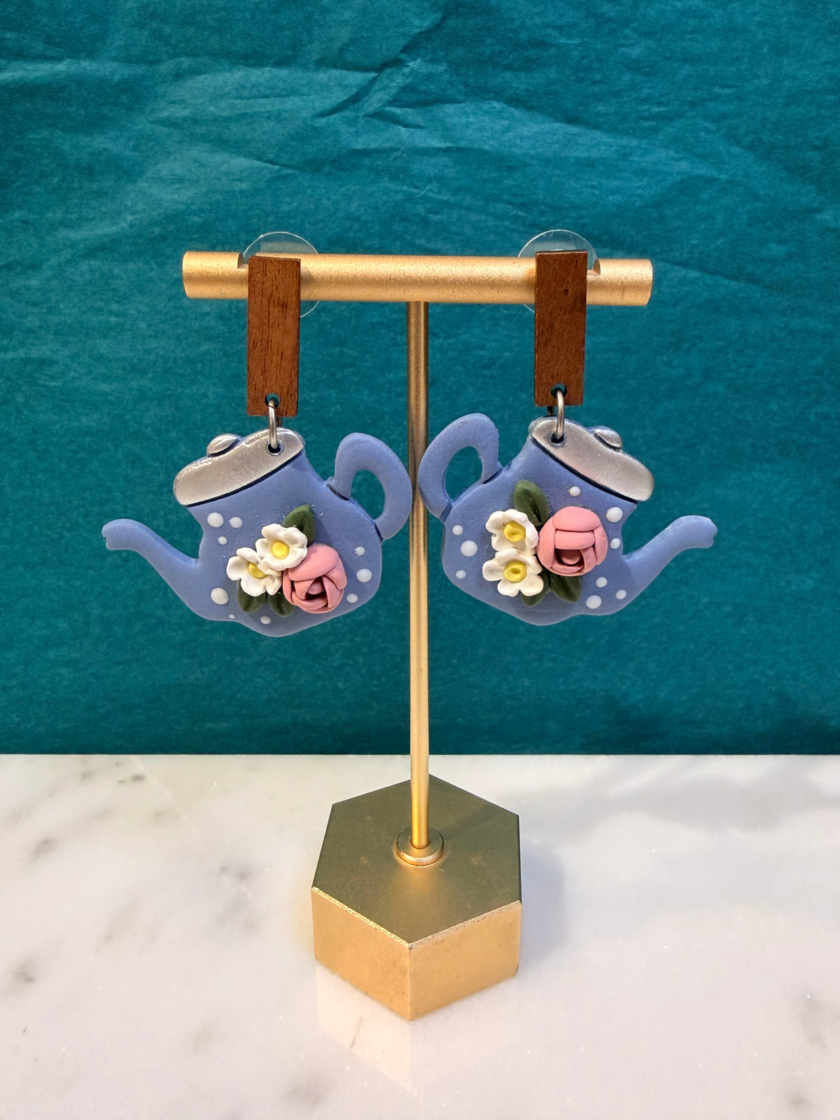 Floral Teapot Earrings