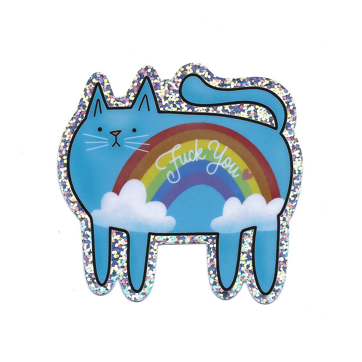 Fuck You Cat Glitter Sticker