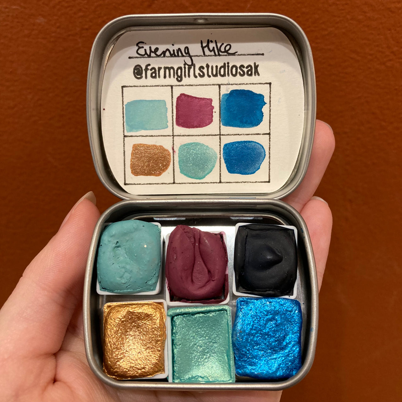 Handmade Watercolor Mini Tin - Metallic Hybrid