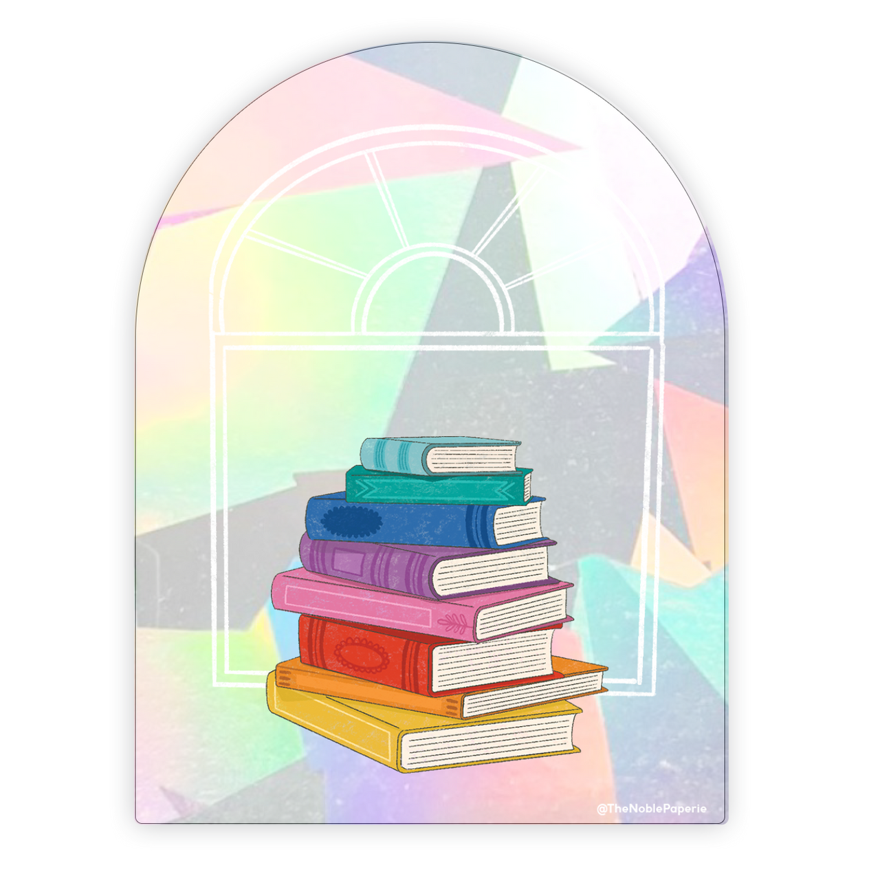 Rainbow Book Stack Window |  Suncatcher Rainbow Window Decal