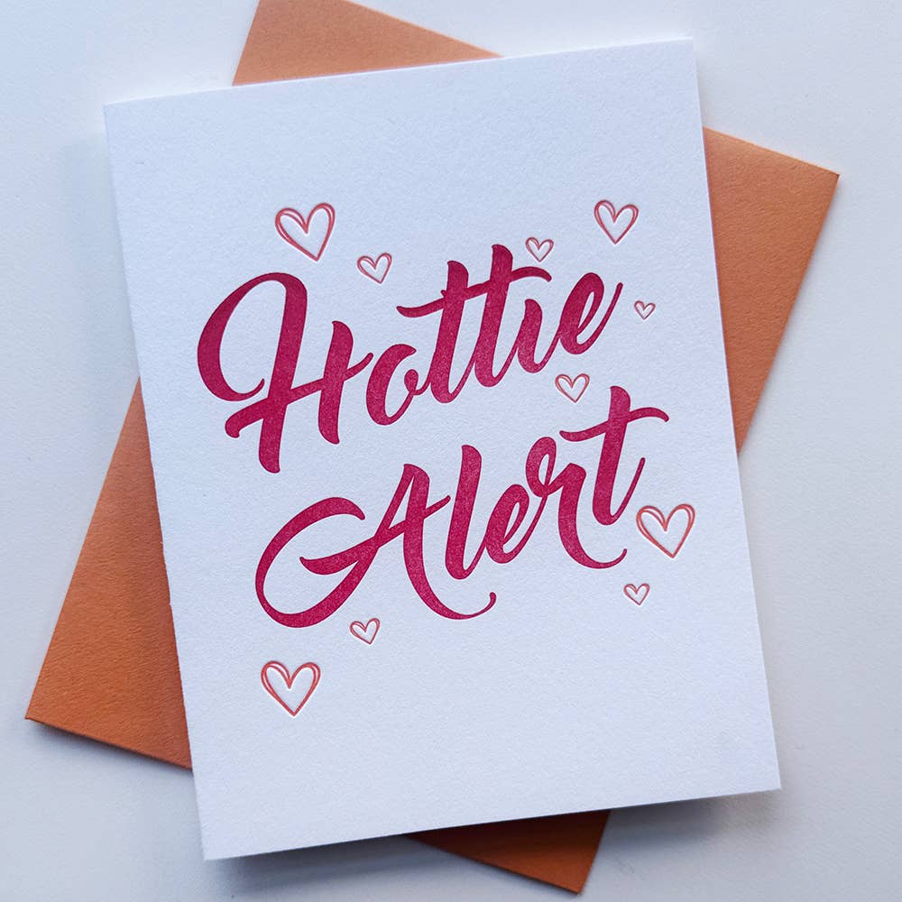 Hottie Alert - Letterpress Love Anniversary Valentine Card